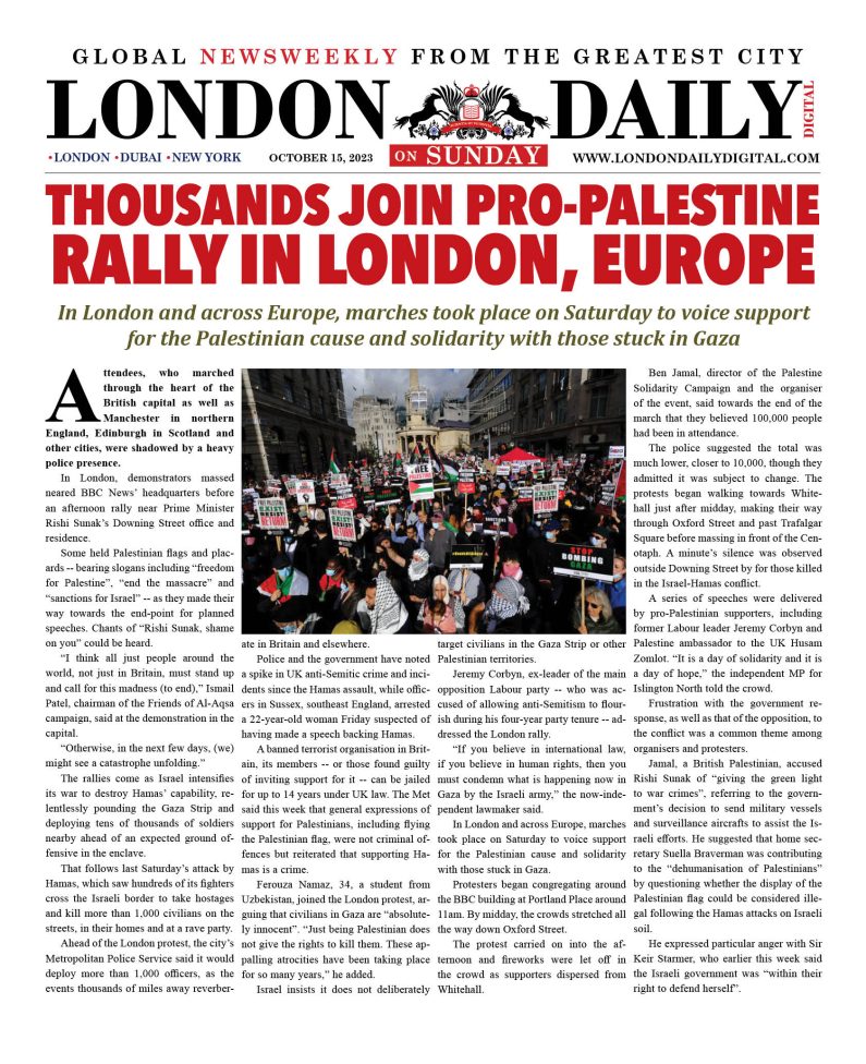 LONDON DD – OCT 15, 2023 – SUNDAY